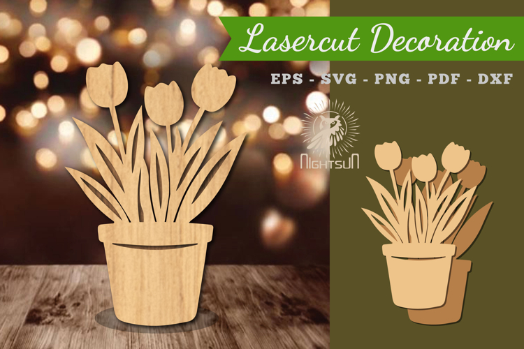 Flowers in Pot Lasercut Decoration