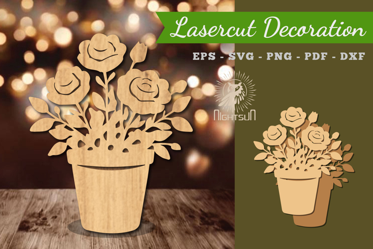 Flowers in Pot Lasercut Decoration