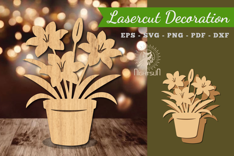 Flowers in Pot Lasercut Decoration