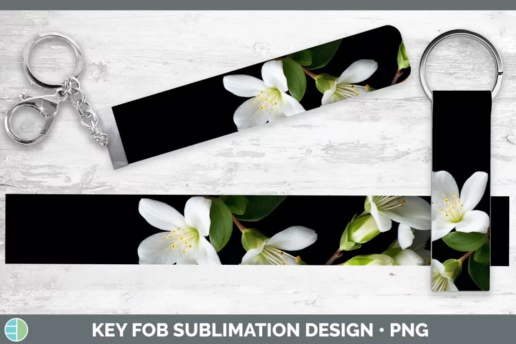 Flowers Jasmine Key Fob Sublimation Wristlet Designs