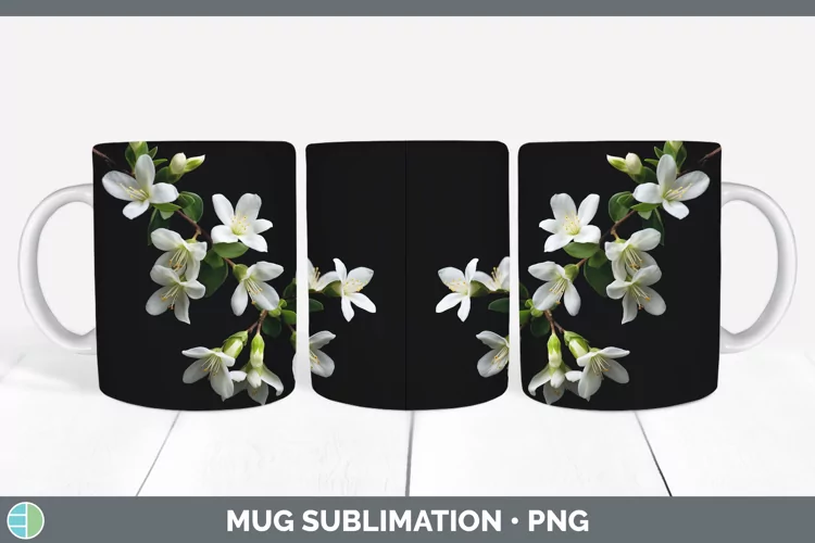 Flowers Jasmine Mug Wrap Sublimation Coffee Cup Designs