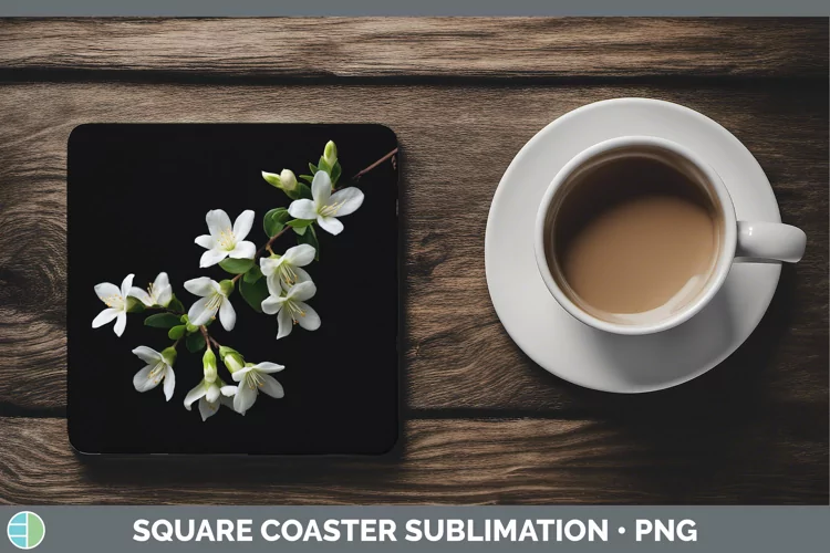 Flowers Jasmine Square Coaster Sublimation Coaster Designs