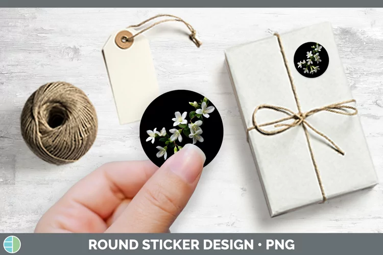 Flowers Jasmine Stickers | Round Labels Designs