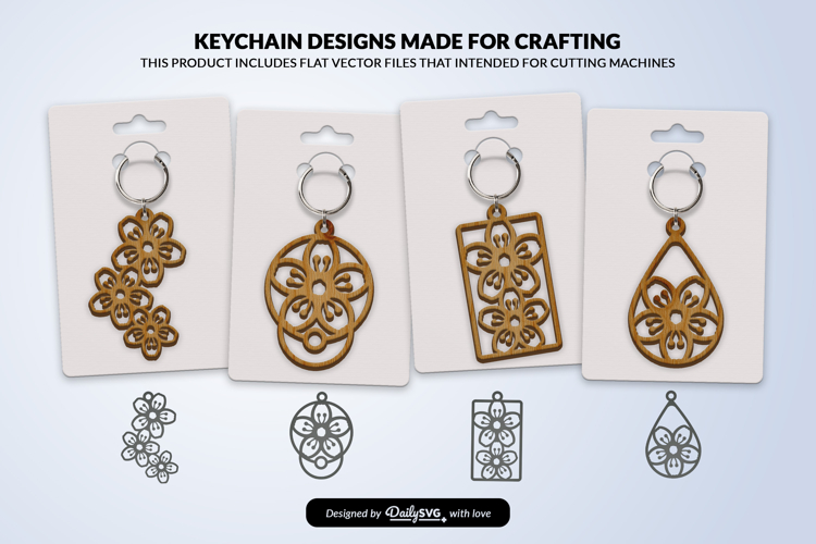 Flowers Keychain Laser Cut SVG