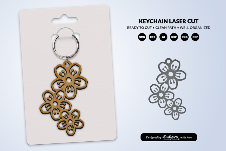 Flowers Keychain Laser Cut SVG