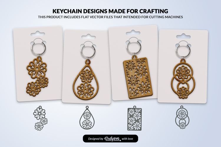 Flowers Keychain Laser Cut SVG