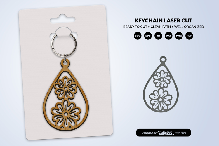 Flowers Keychain Laser Cut SVG
