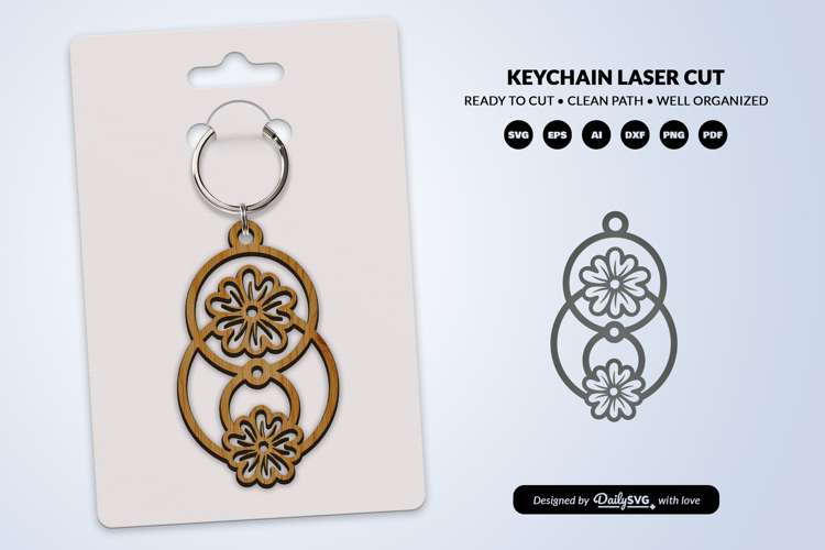 Flowers Keychain Laser Cut SVG