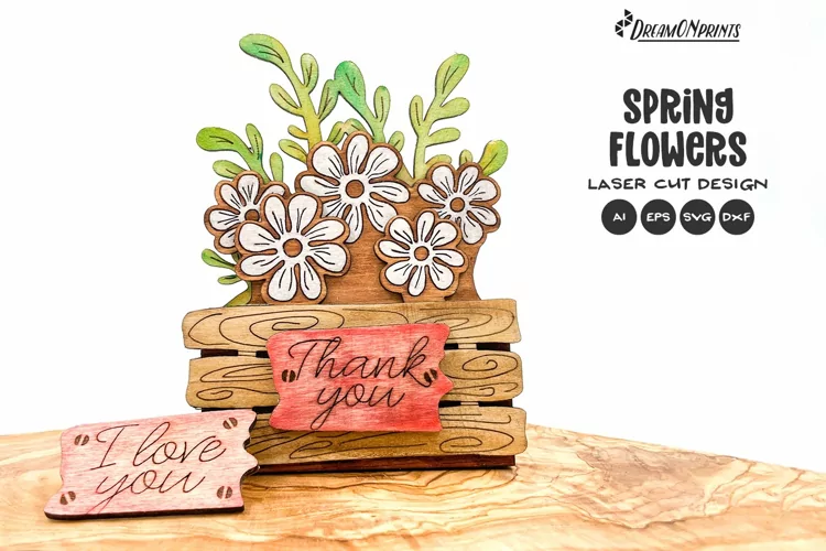 Flowers Laser Cut Design | Thank you Card