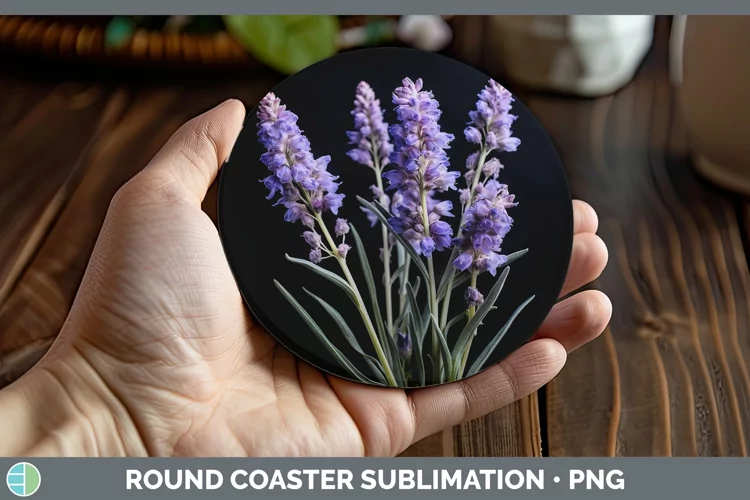 Flowers Lavender Round Coaster Sublimation Coaster Designs