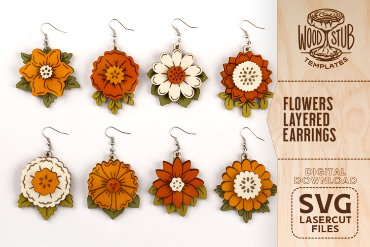 Floral Earrings svg, Earrings svg, Boho Earrings svg