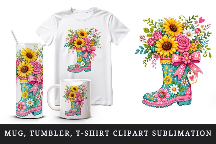 Flowers tumbler, mug wrap, clipart sublimation design example image 1