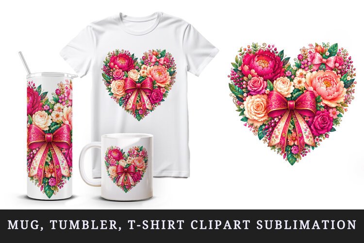 Flowers tumbler, mug wrap, clipart sublimation design example image 1