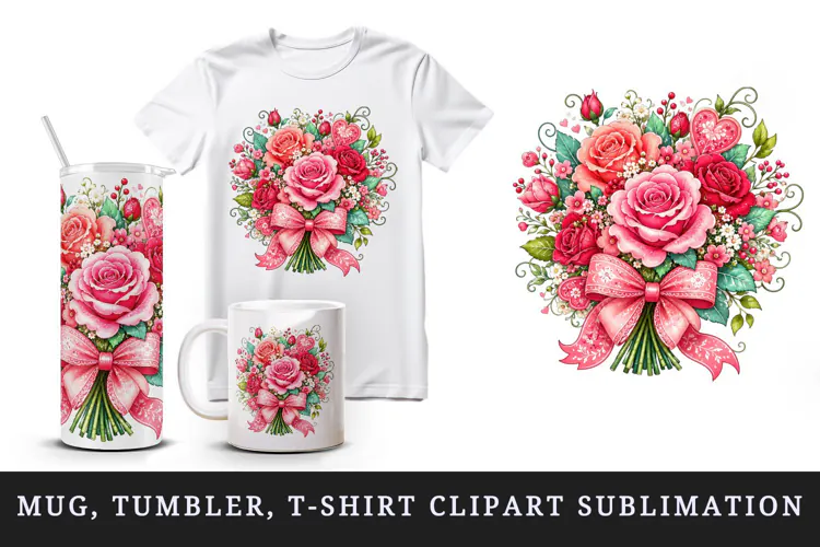 Flowers tumbler, mug wrap, clipart sublimation design