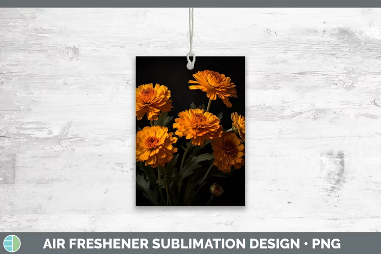 Flowers Marigold Air Freshener Sublimation Car Freshener Des