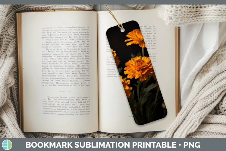Flowers Marigold Bookmark Sublimation Printable Designs