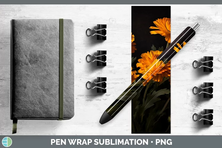 Flowers Marigold Pen Wrap Sublimation Epoxy Pen Designs