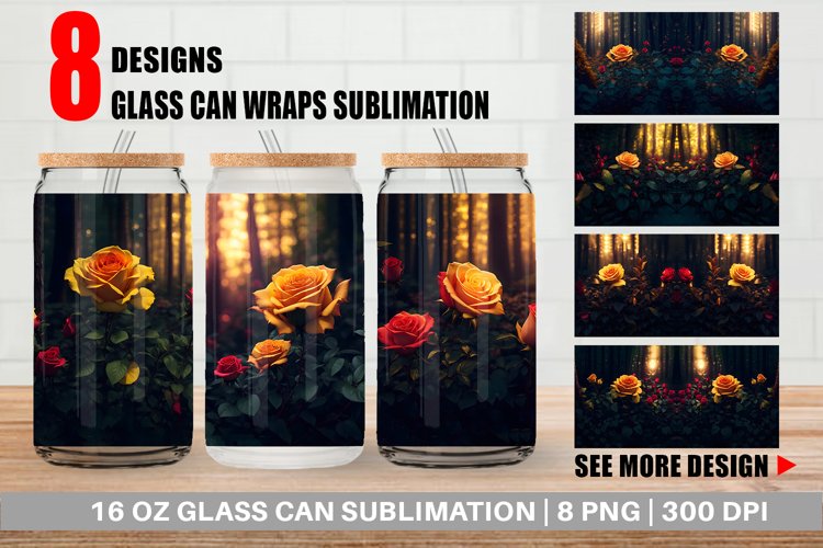 Flowers Middle Forest Glass Can Wraps
