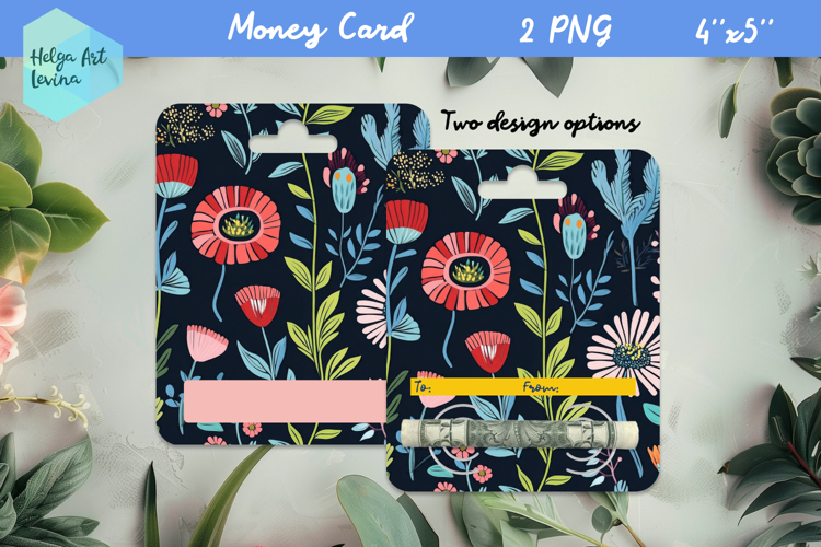 Flowers money card holder PNG