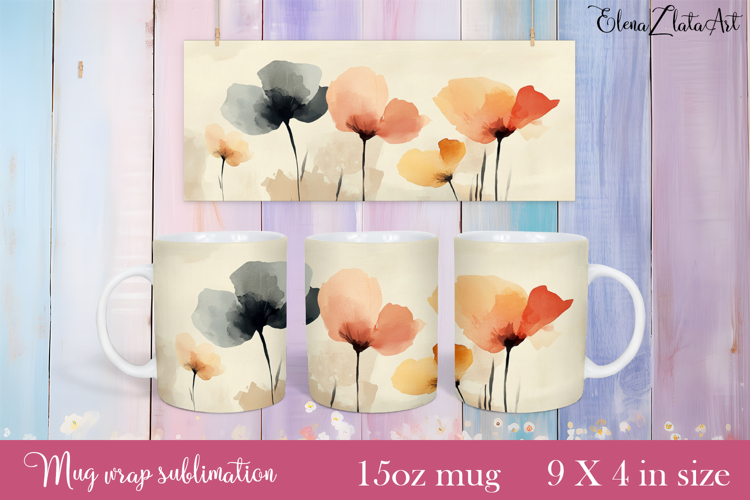 Flowers Mug Sublimation, wild flowers Design Mug