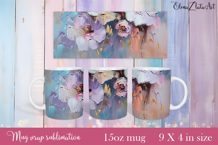 Flowers Mug Sublimation, Floral Design Mug example image 1