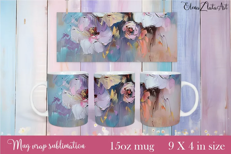 Flowers Mug Sublimation, Floral Design Mug