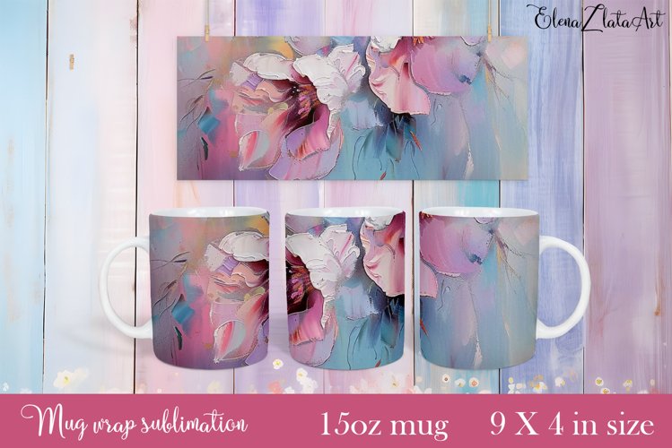 Flowers Mug Sublimation, Floral Design Mug example image 1