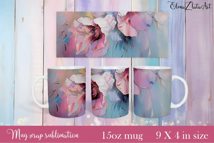 Flowers Mug Sublimation, Floral Design Mug