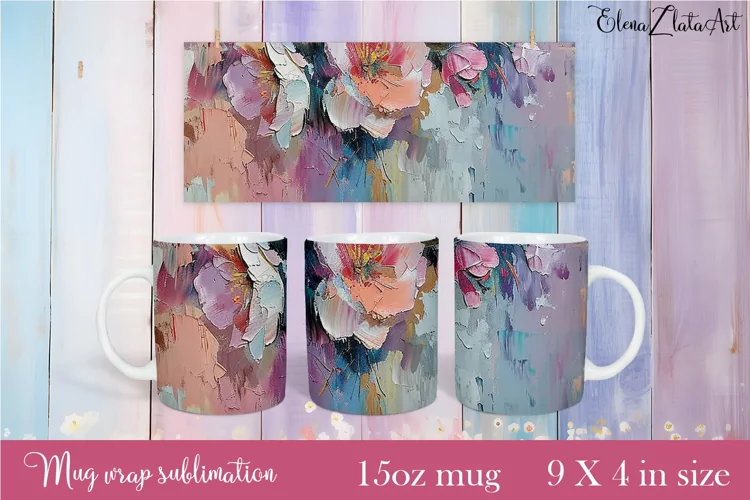 Flowers Mug Sublimation, Floral Design Mug