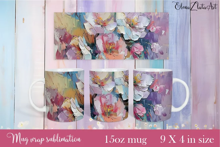 Flowers Mug Sublimation, Floral Design Mug