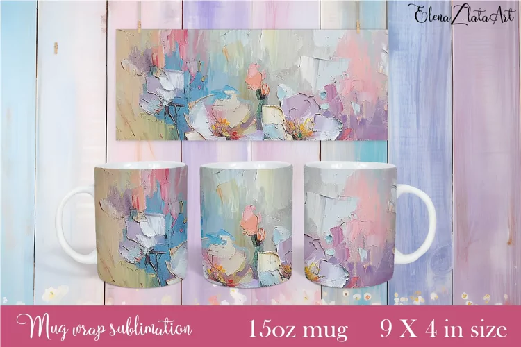 Flowers Mug Sublimation, Floral Design Mug