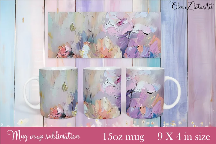 Flowers Mug Sublimation, Floral Design Mug
