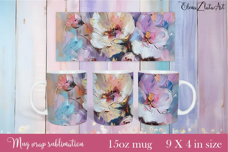 Flowers Mug Sublimation, Floral Design Mug