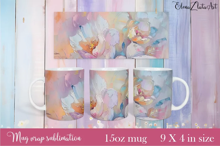 Flowers Mug Sublimation, Floral Design Mug