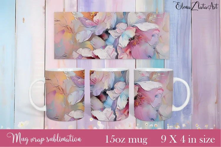 Flowers Mug Sublimation, Floral Design Mug