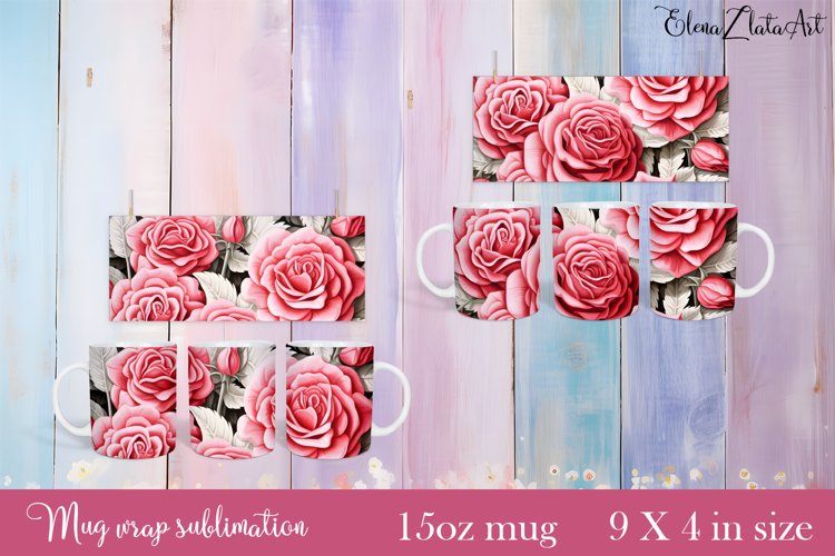 Flowers Mug Sublimation, Floral Design Mug example image 1