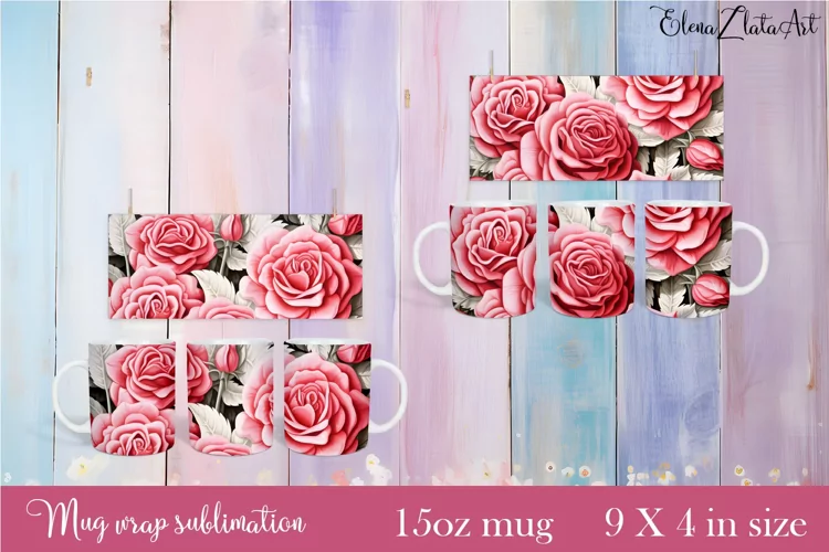 Flowers Mug Sublimation, Floral Design Mug
