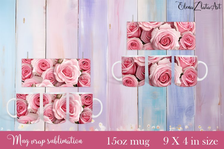 Flowers Mug Sublimation, Floral Design Mug example image 1