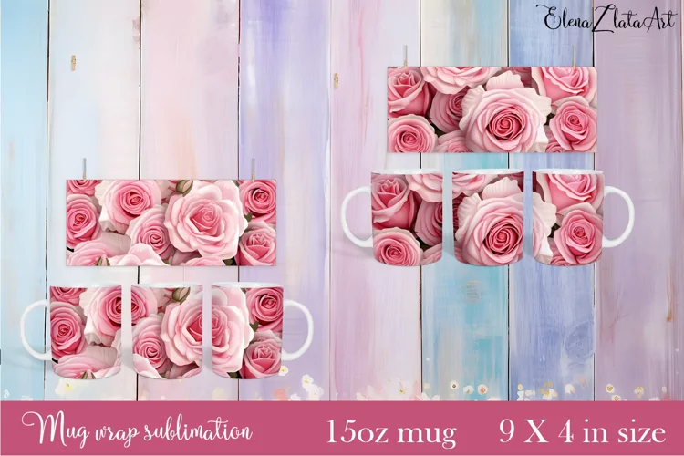 Flowers Mug Sublimation, Floral Design Mug