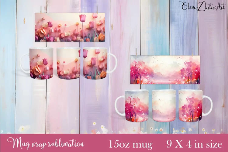 Flowers Mug Sublimation, Floral Design Mug