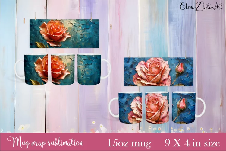Flowers Mug Sublimation, Floral Design Mug
