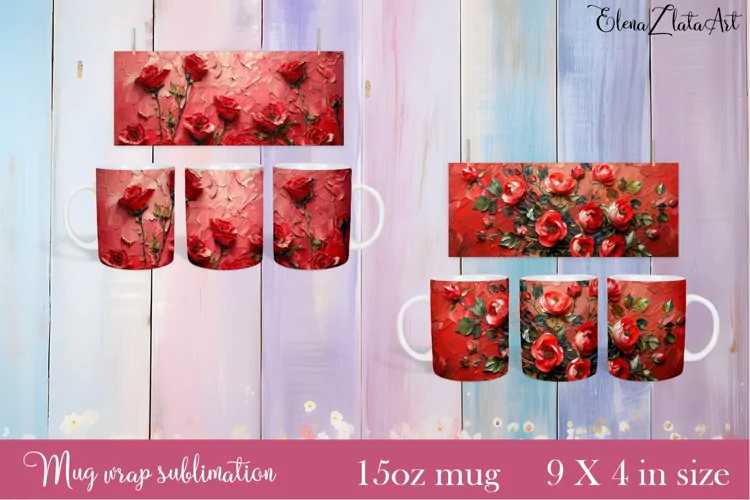 Flowers Mug Sublimation, Floral Design Mug