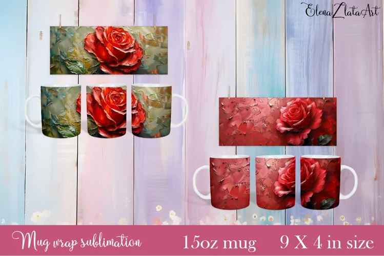 Flowers Mug Sublimation, Floral Design Mug
