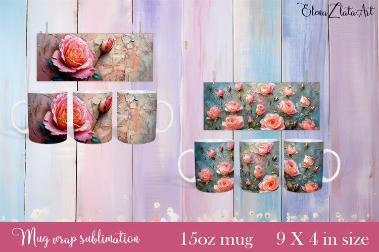 Flowers Mug Sublimation, Floral Design Mug example image 1