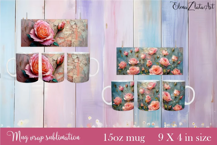 Flowers Mug Sublimation, Floral Design Mug