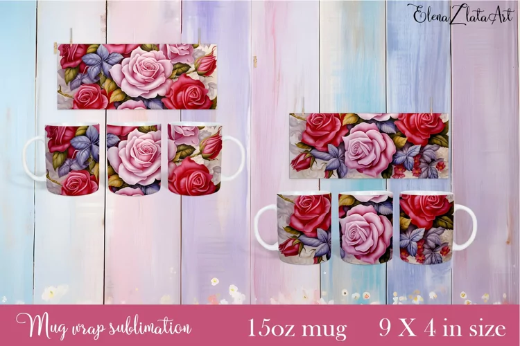 Flowers Mug Sublimation, Floral Design Mug