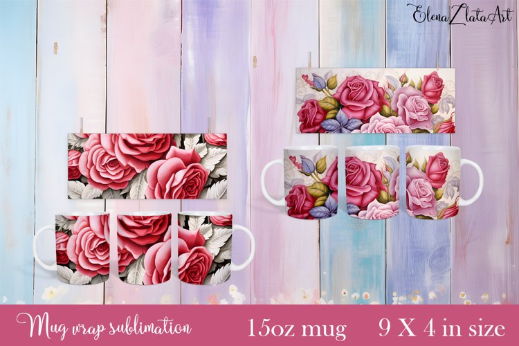 Flowers Mug Sublimation, Floral Design Mug example image 1