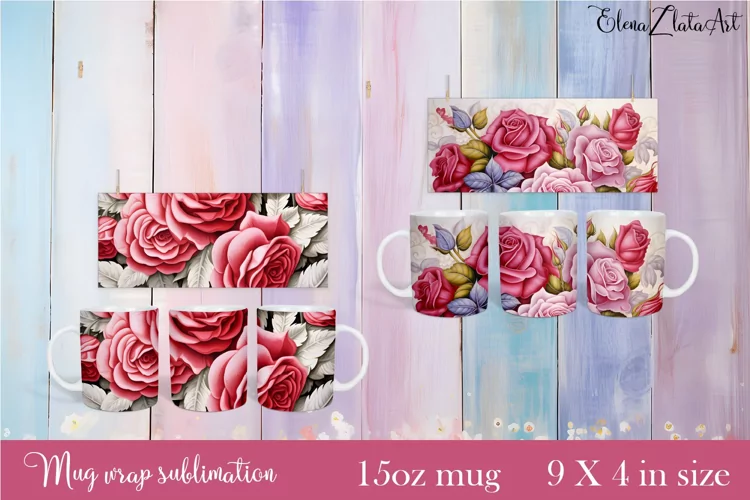 Flowers Mug Sublimation, Floral Design Mug
