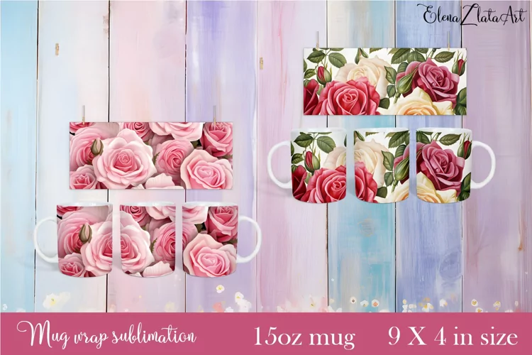 Flowers Mug Sublimation, Floral Design Mug