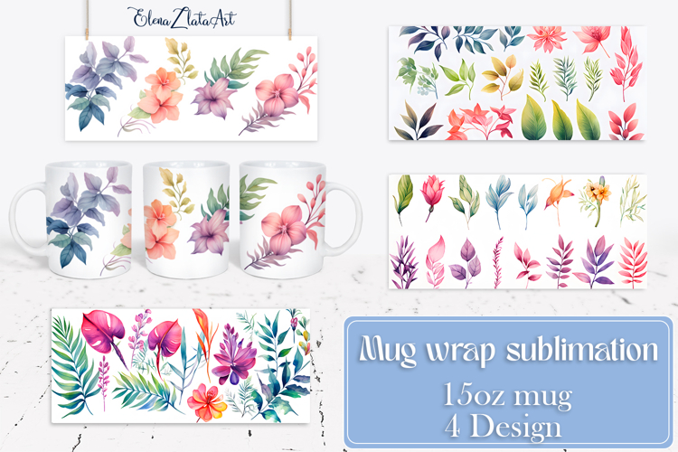 Flowers Mug Sublimation, wild flowers Design Mug
